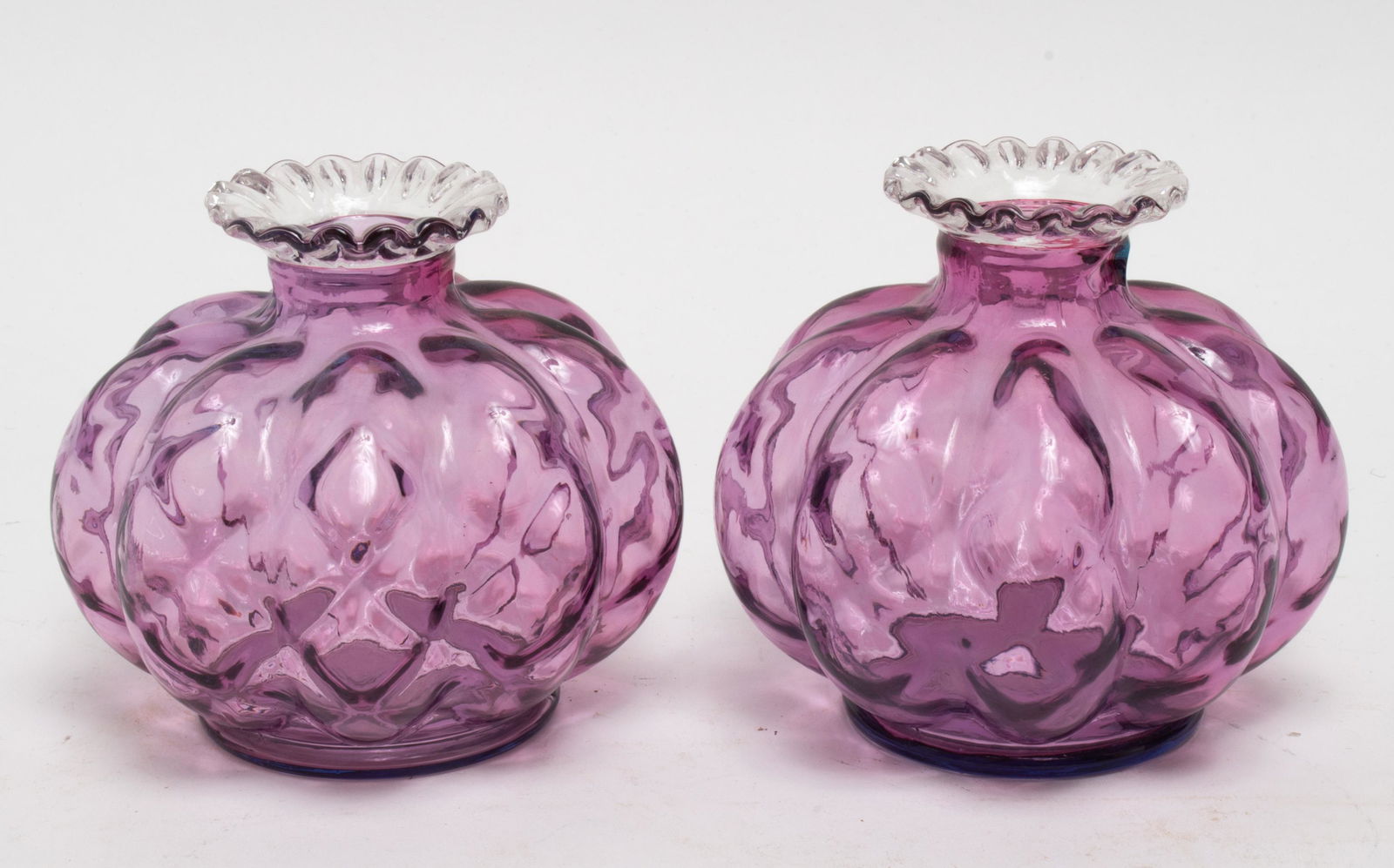 Purple Pressed Glass Bud Vases, Pair (1 of 4)