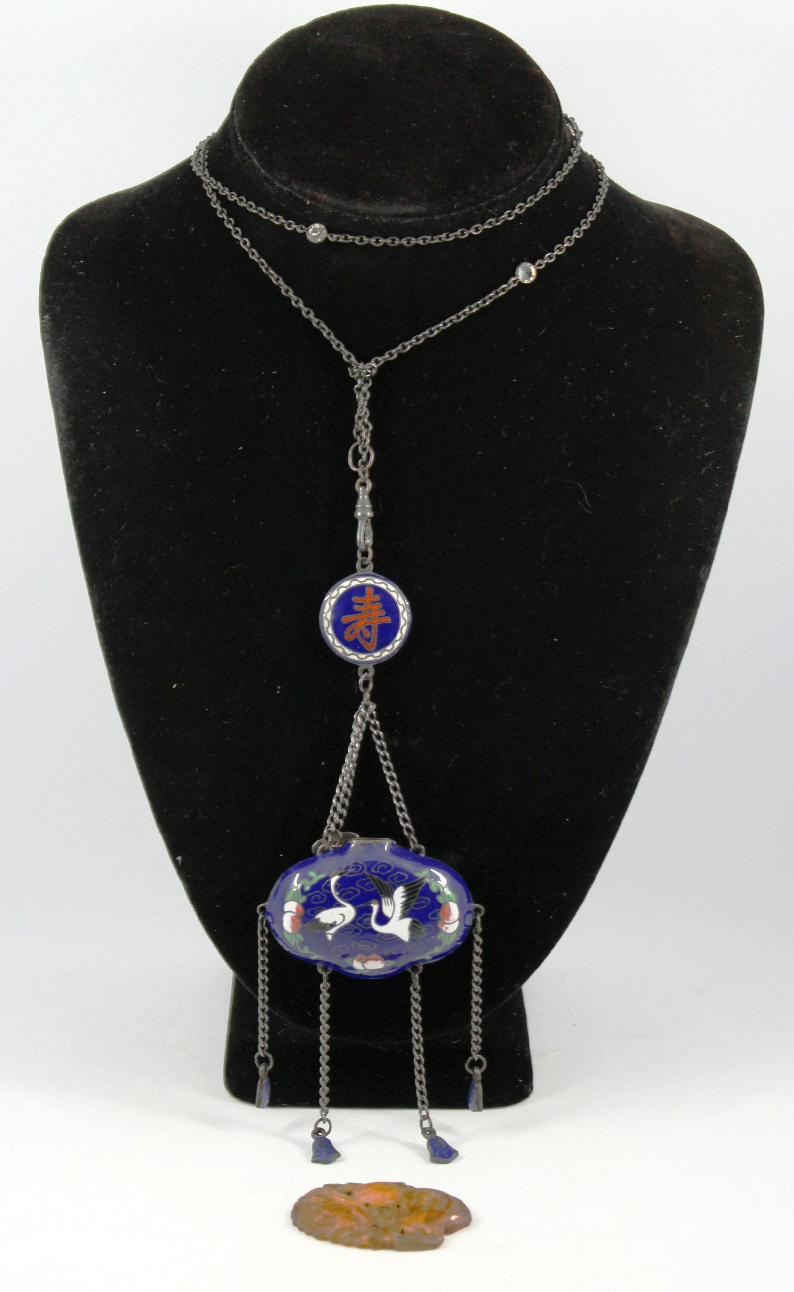 Asian Cloisonne Snuff Bottle & Carnelian Pendants (1 of 8)