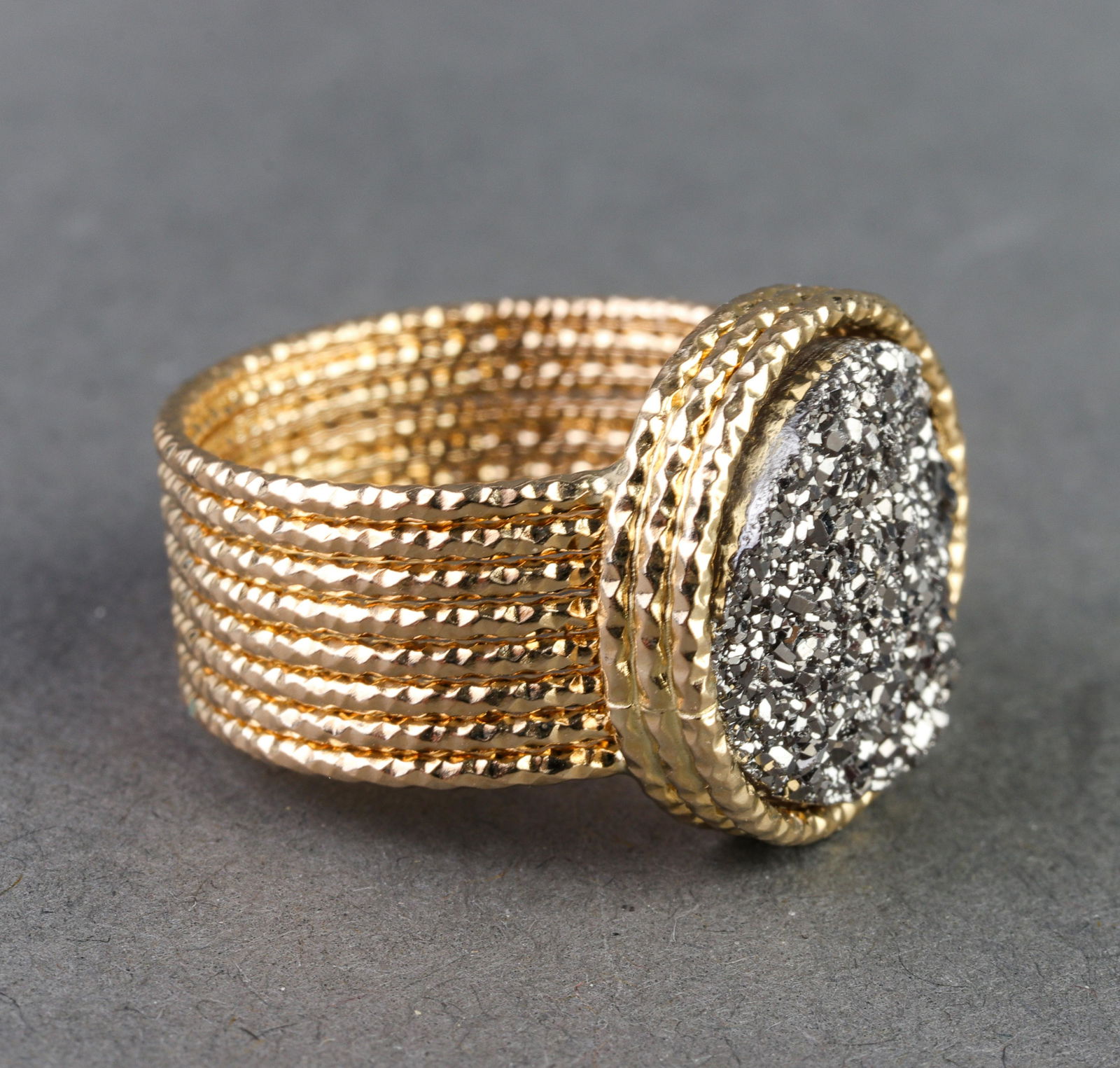 Italian 14K Yellow Gold & Rhodium Over Quartz Ring (1 of 5)