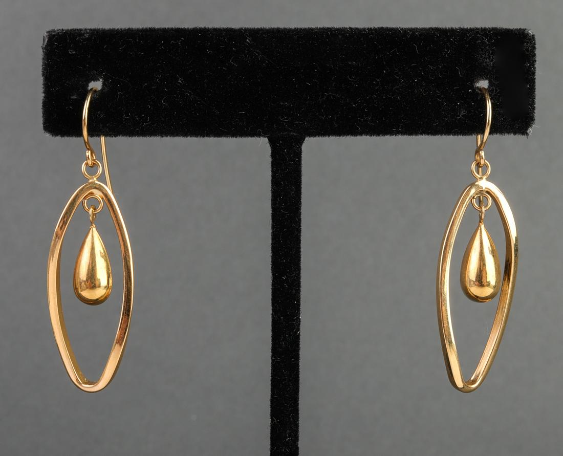 Hoop Earrings 18k Yellow Gold Graduated Oval Mesh Huge Size
