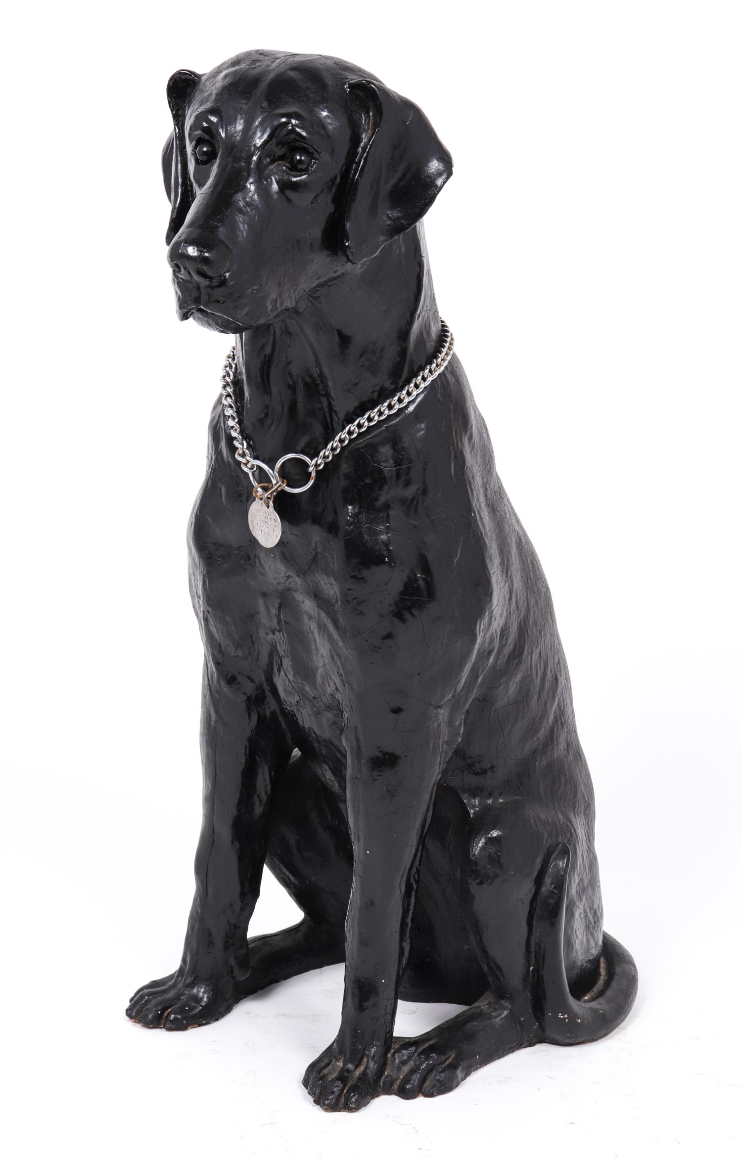 "Black Lab" Carved Wood Life Size Dog Sculpture (1 of 6)