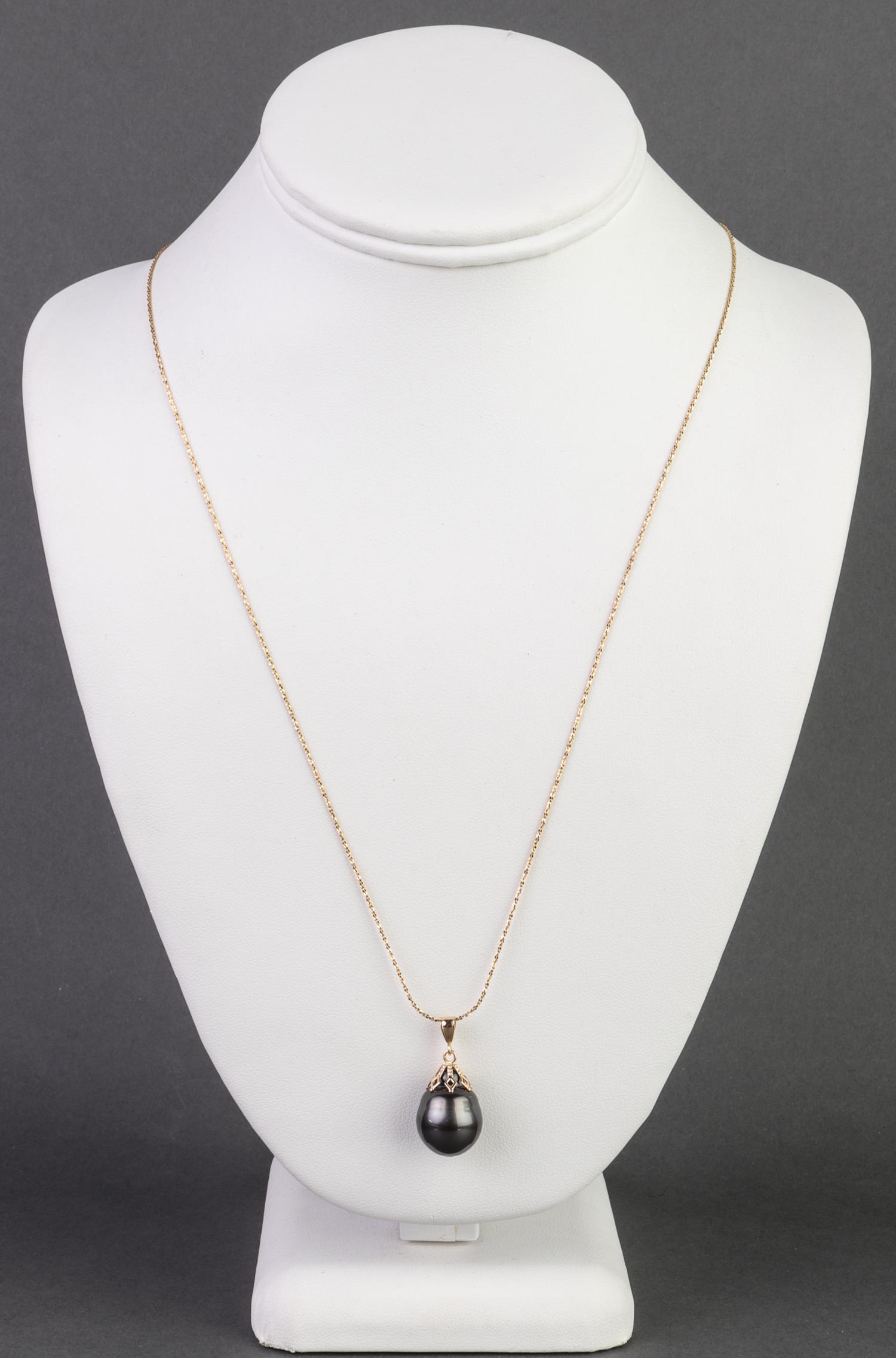 14K Yellow Gold South Sea Teardrop Pearl Necklace (1 of 5)