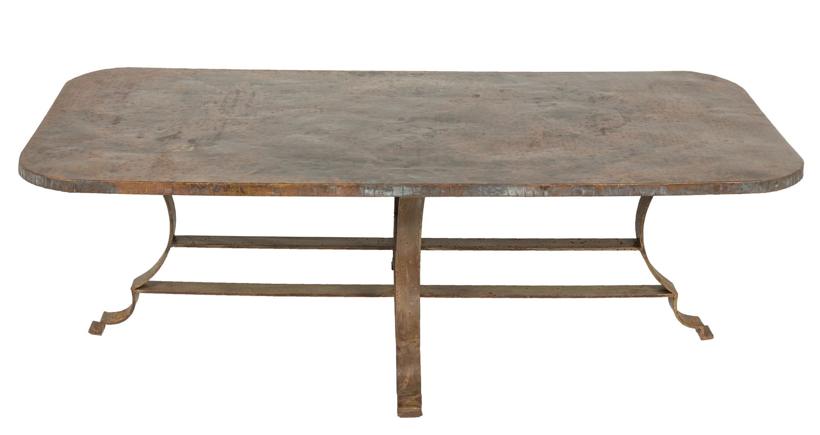 Modern Coffee Table w Hammered Metal Top (1 of 7)