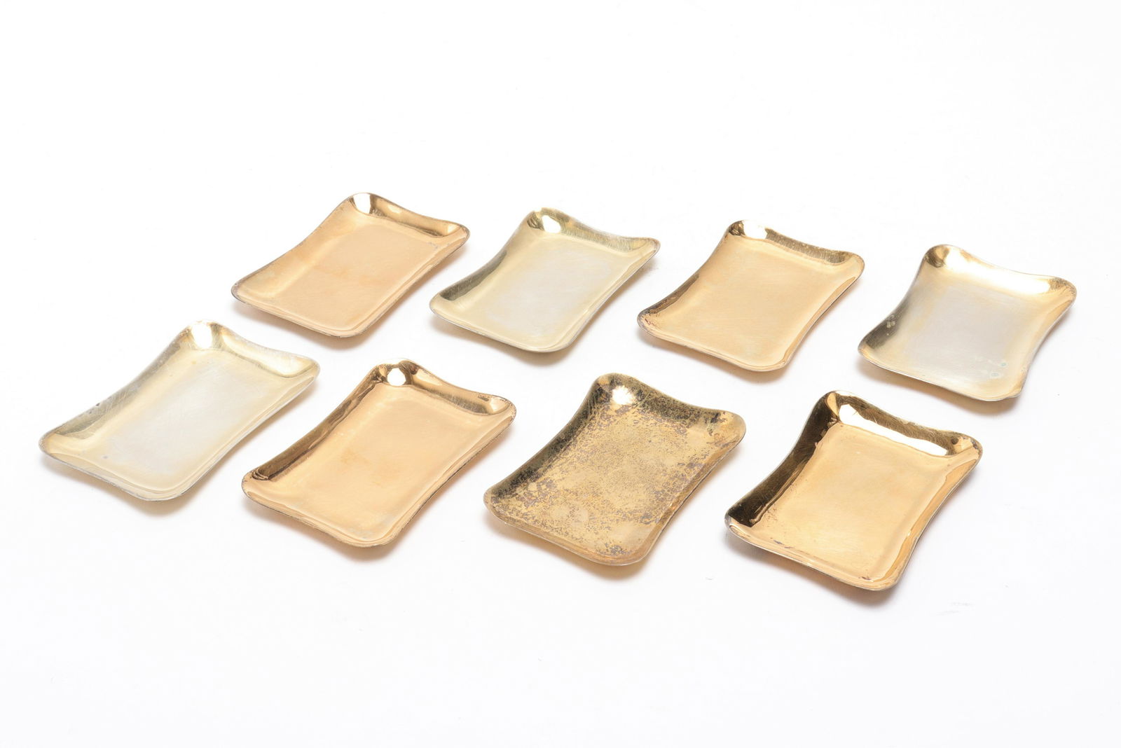 Mexican Sterling Silver Vermeil Salts, Set of 8 (1 of 6)