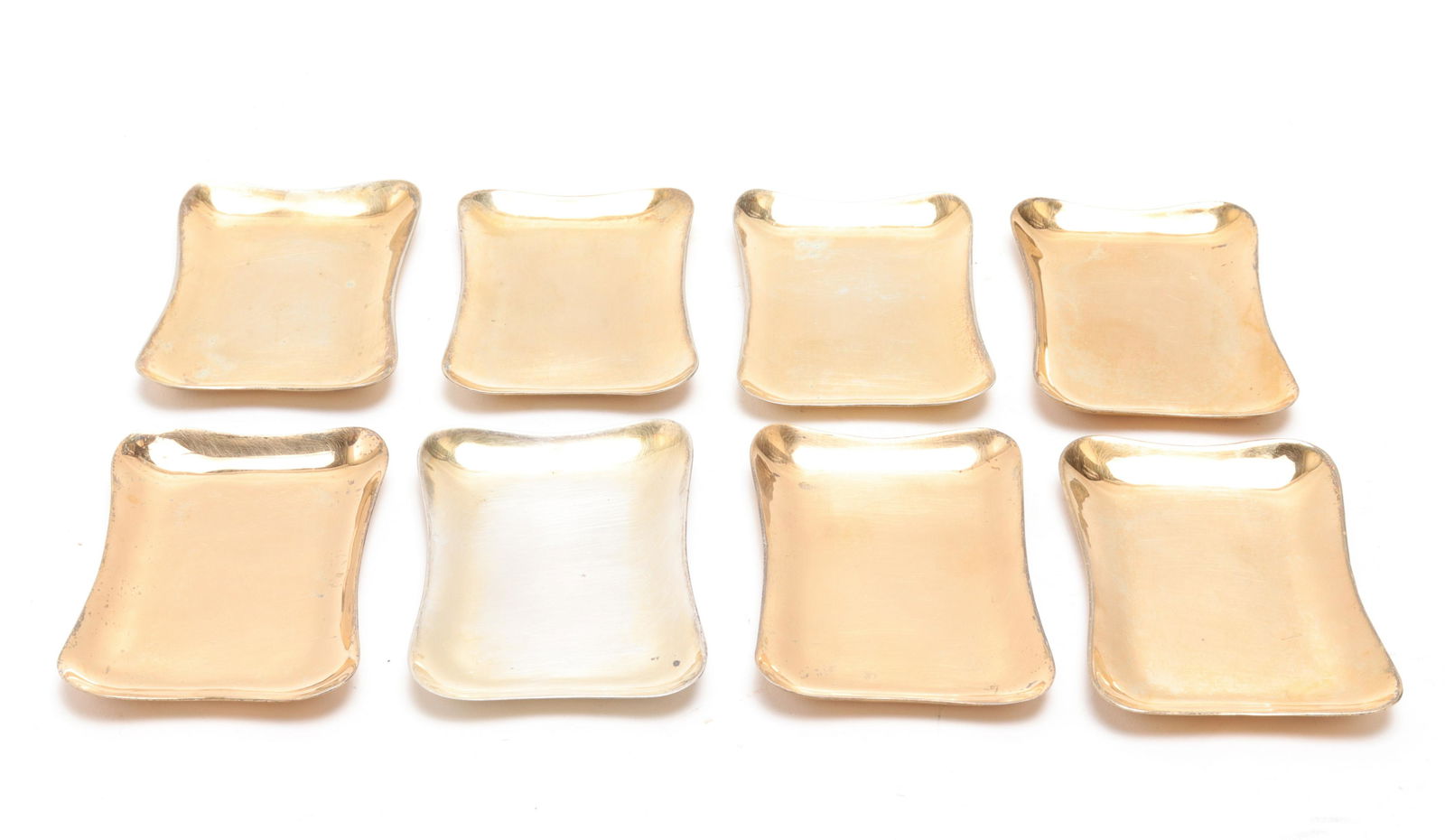 Mexican Sterling Silver Vermeil Salts, Set of 8 (1 of 4)