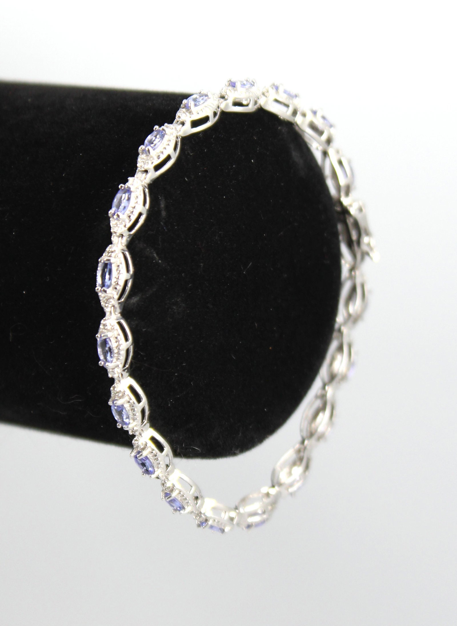 Modern 10K White Gold Tanzanite & Diamond Bracelet (1 of 4)