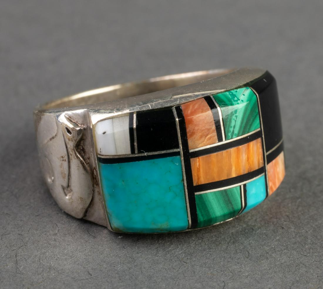Native American Silver & Stone Mosaic Ring (1 of 5)