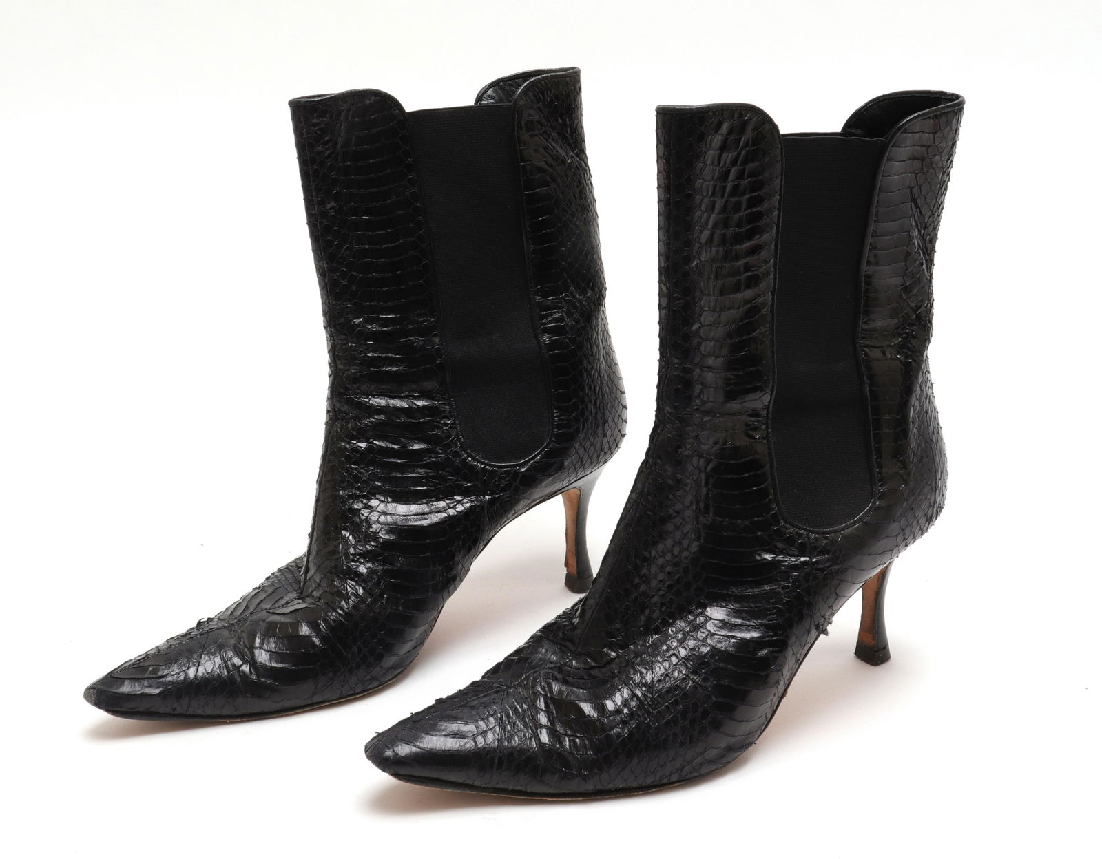 Manolo Blahnik Snakeskin Ankle Boots, Size 38.5 (1 of 5)