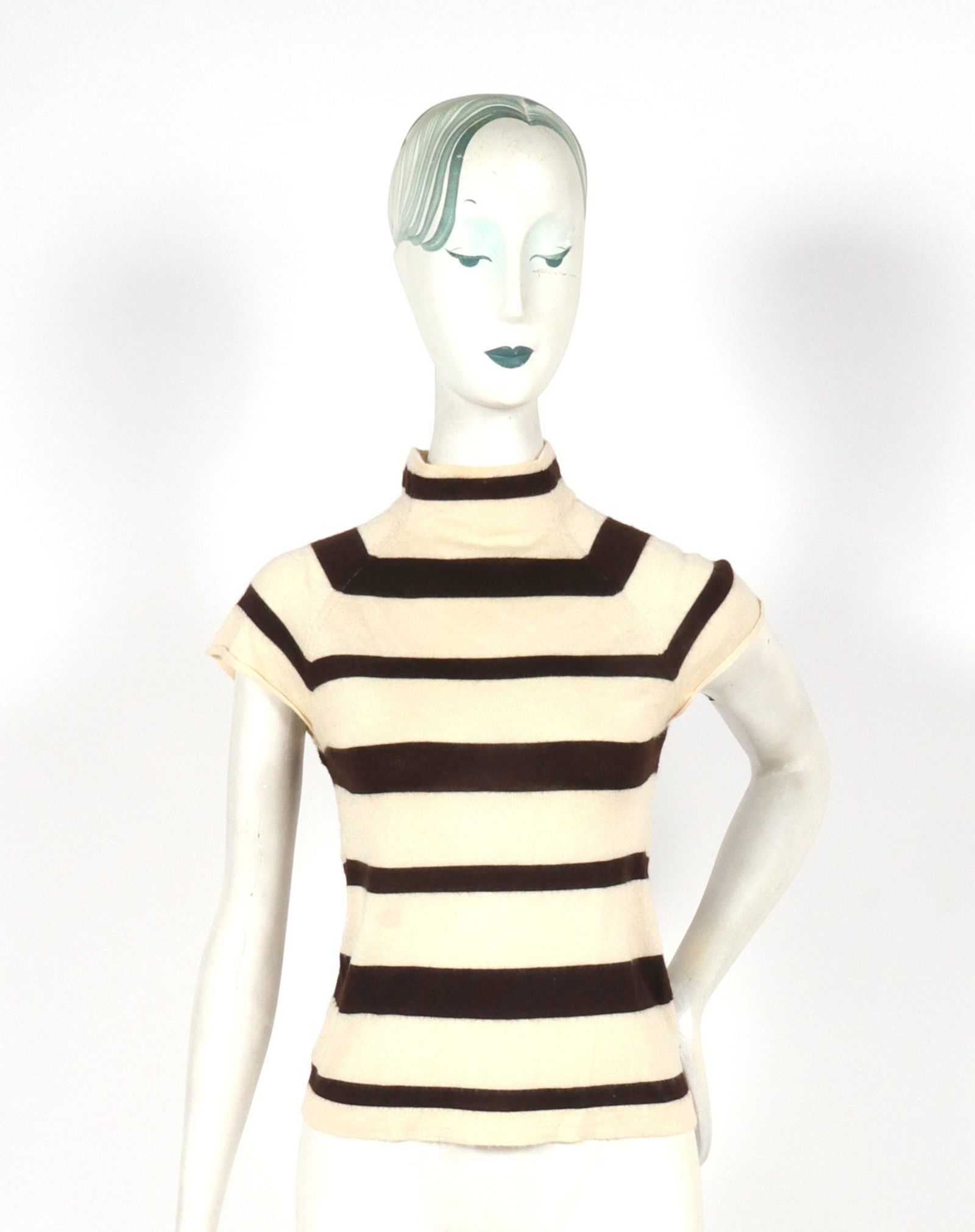 Prada Striped Mock Neck Cashmere Knit Top (1 of 4)