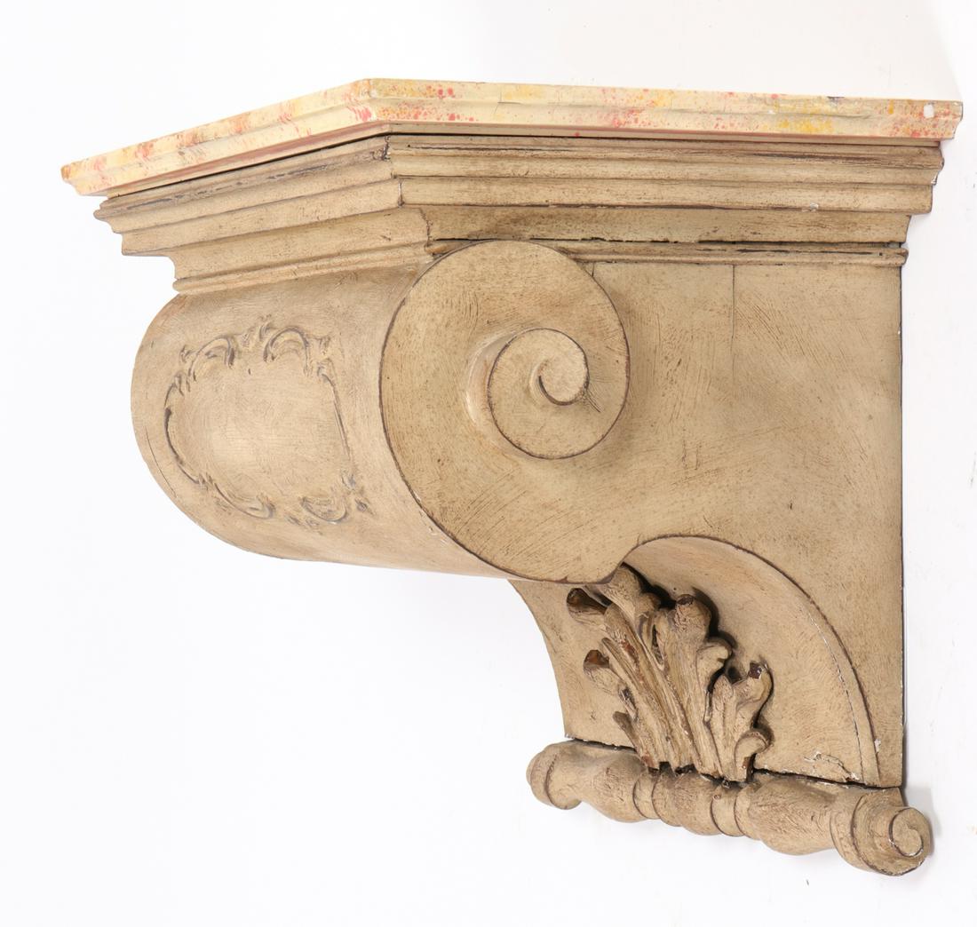 Carved & Painted Wood Corbel Wall Shelf (1 of 6)