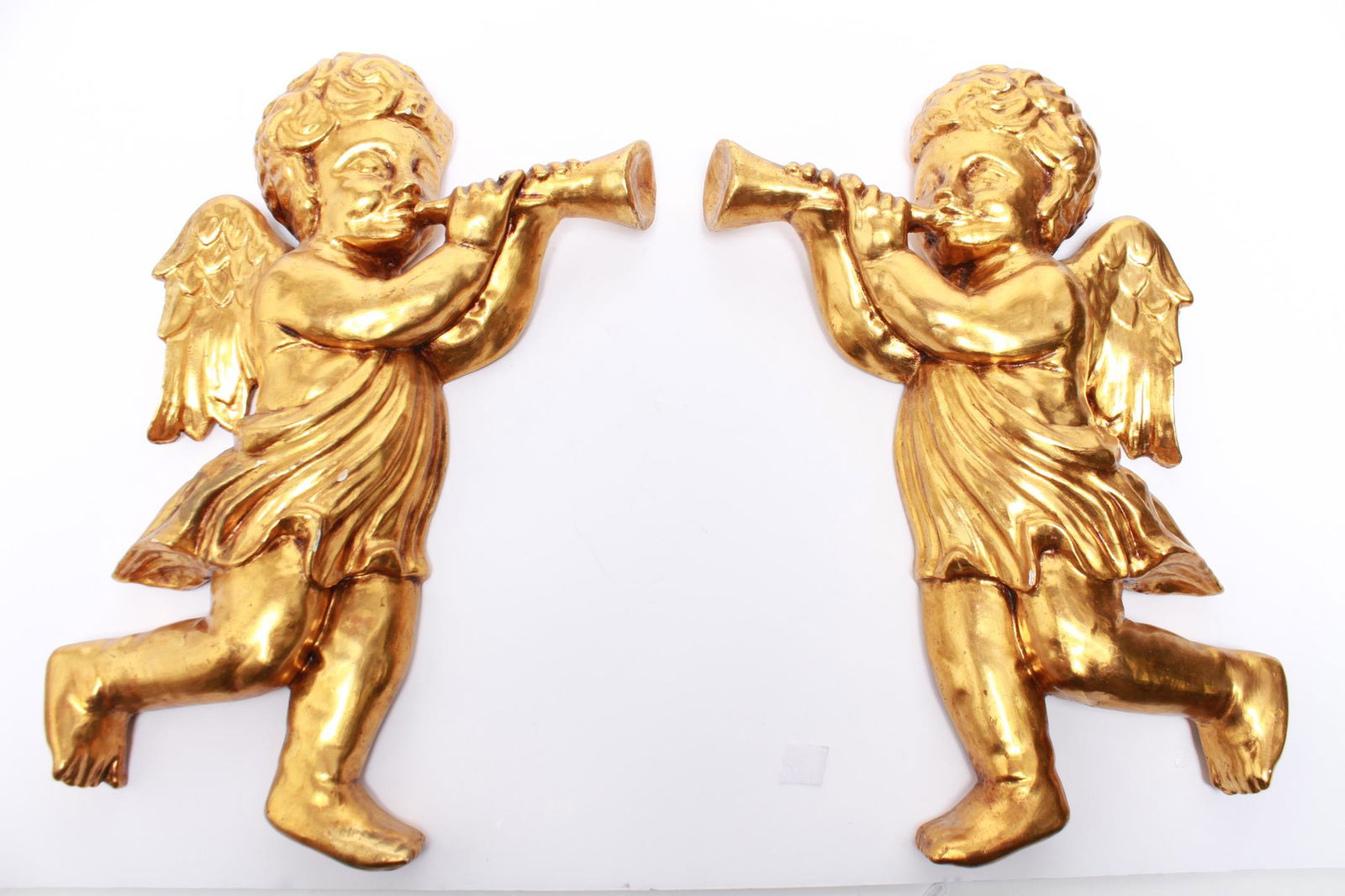 Italian Giltwood Cherub Wall Hangings, Pair (1 of 10)