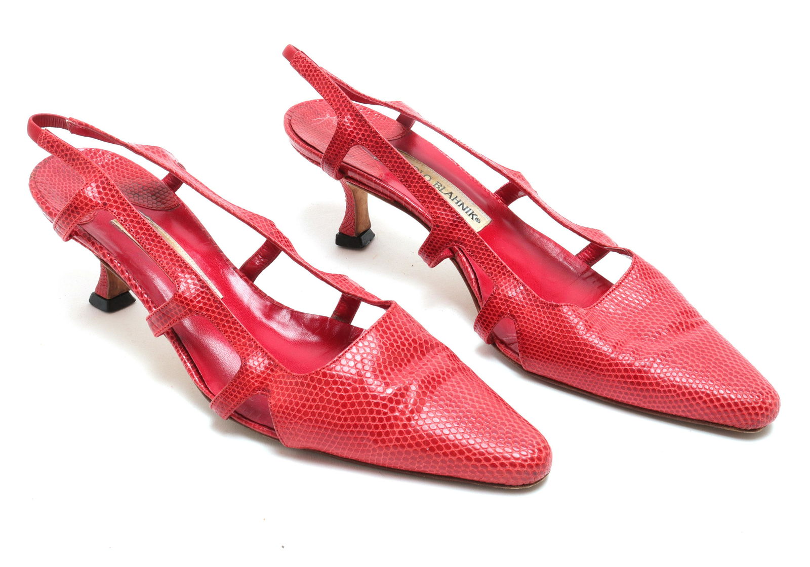 Manolo Blahnik Leather Kitten Heel Pumps, Sz. 37.5 (1 of 5)