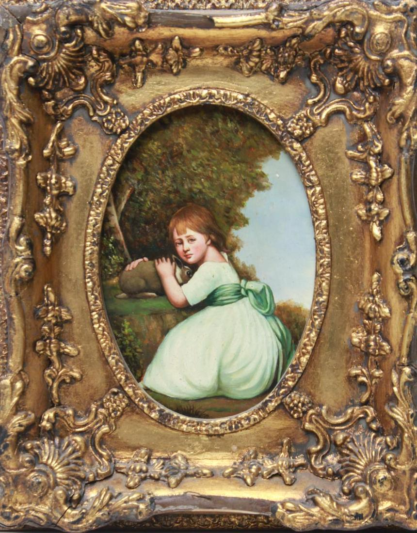 Girl with a Rabbit in a Landscape Oil on Board (1 of 6)