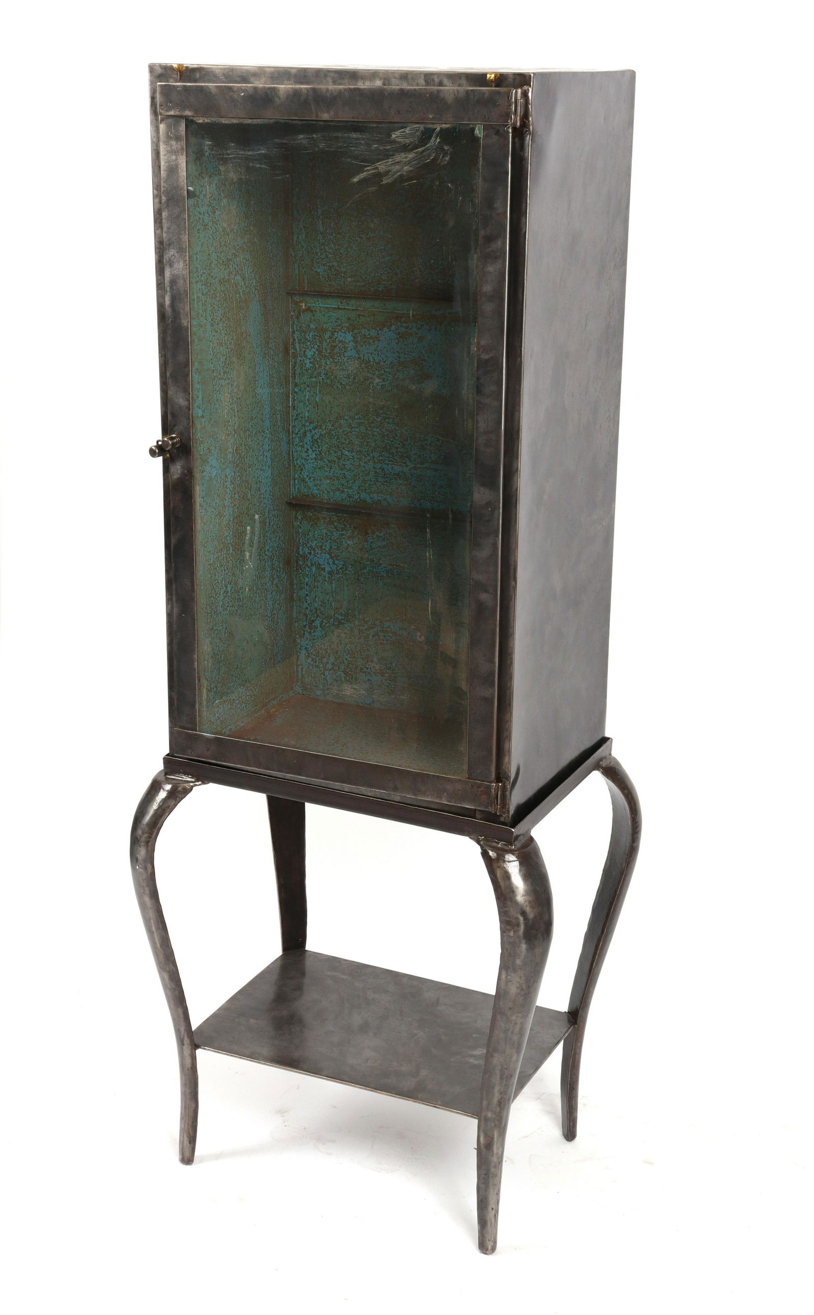 Industrial Modern Brushed Steel Vitrine on Stand (1 of 7)
