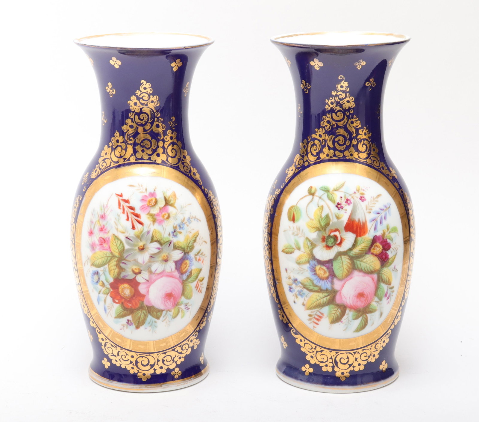 Continental Hand-Painted Porcelain Vase, Pair (1 of 6)