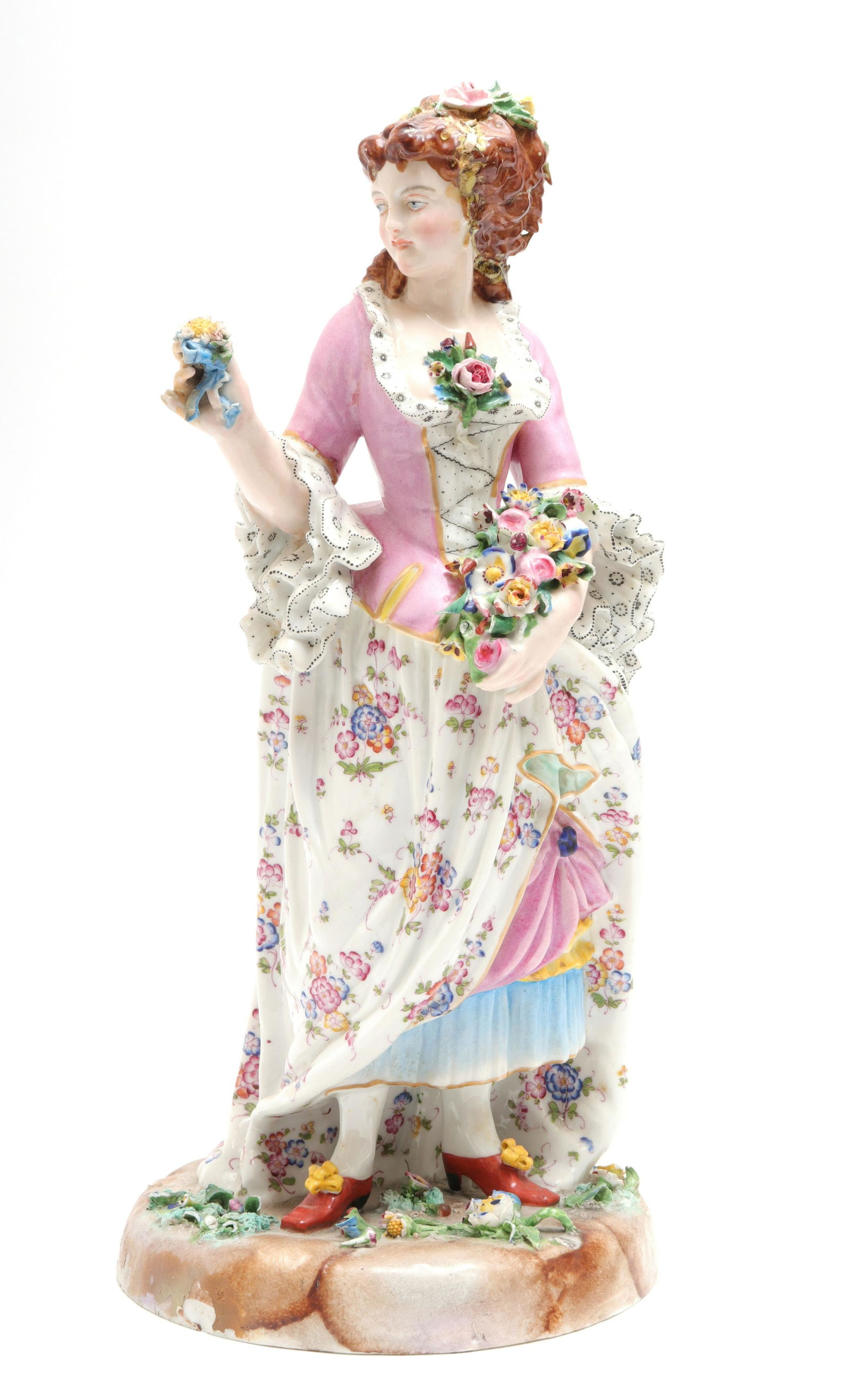 Continental Porcelain Large Woman w Flowers Figure (1 of 7)