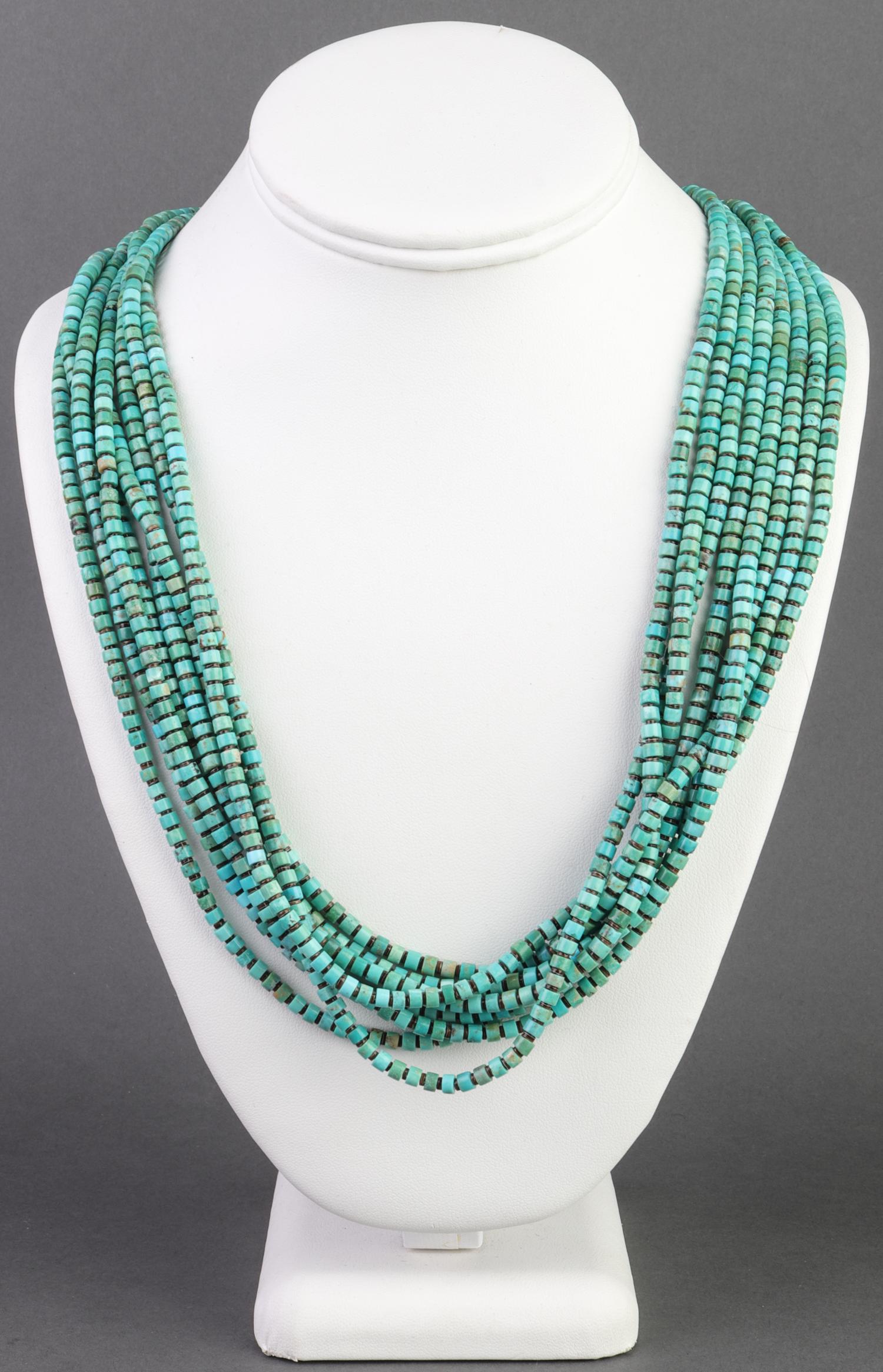 Turquoise Heishi Bead Multi-Strand Necklace (1 of 4)