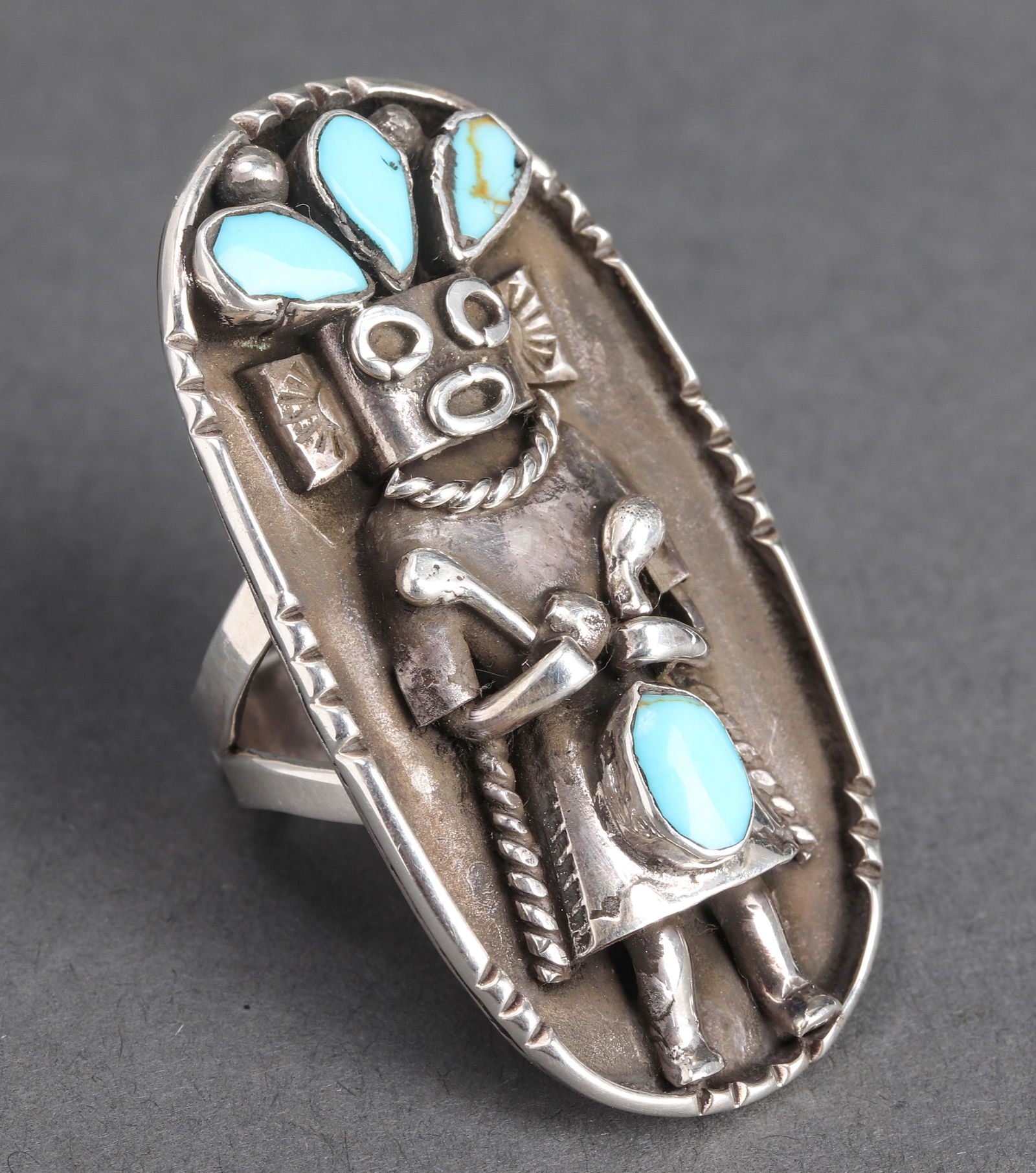 Native American Indian Silver & Turquoise Ring (1 of 3)
