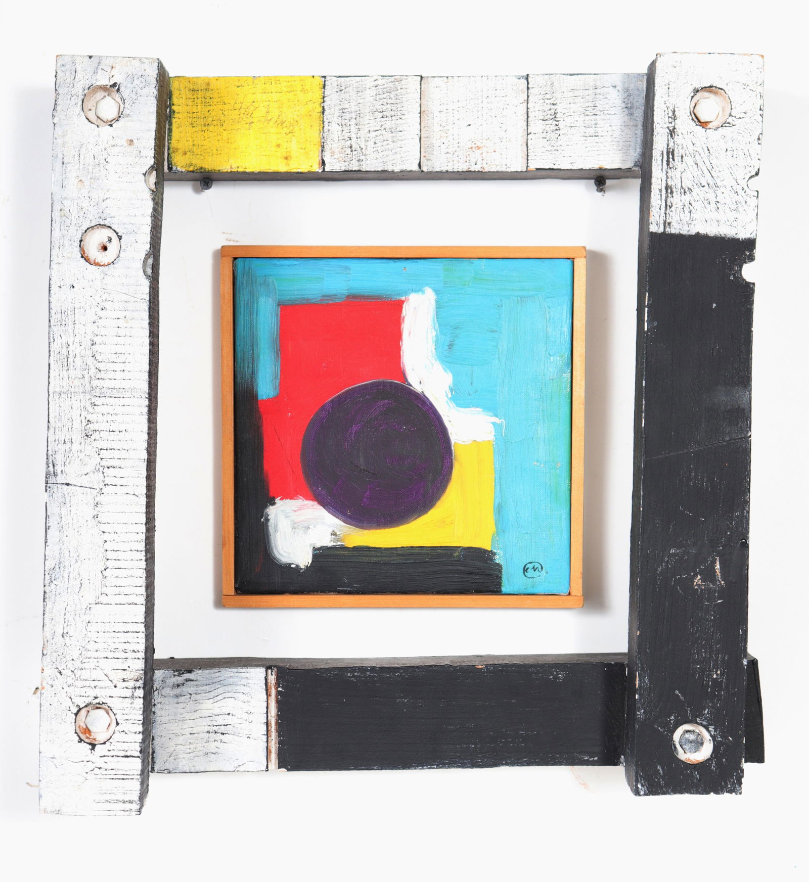 Signed Abstract Oil on Canvas in External Frame (1 of 5)