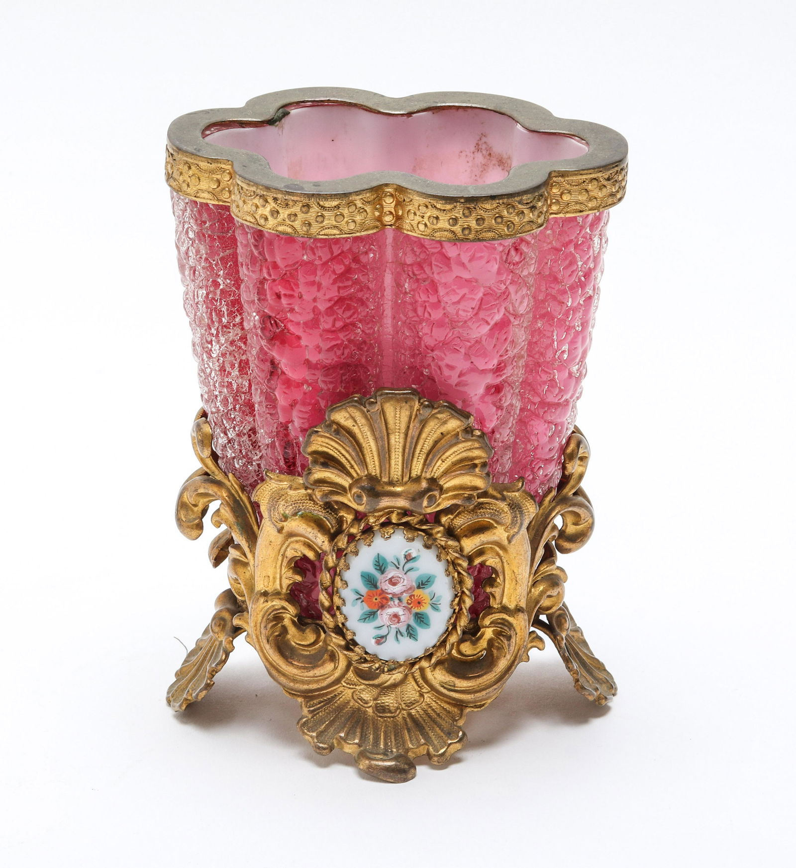 Louis XV Manner Gilt Metal Mounted Glass Vase (1 of 6)