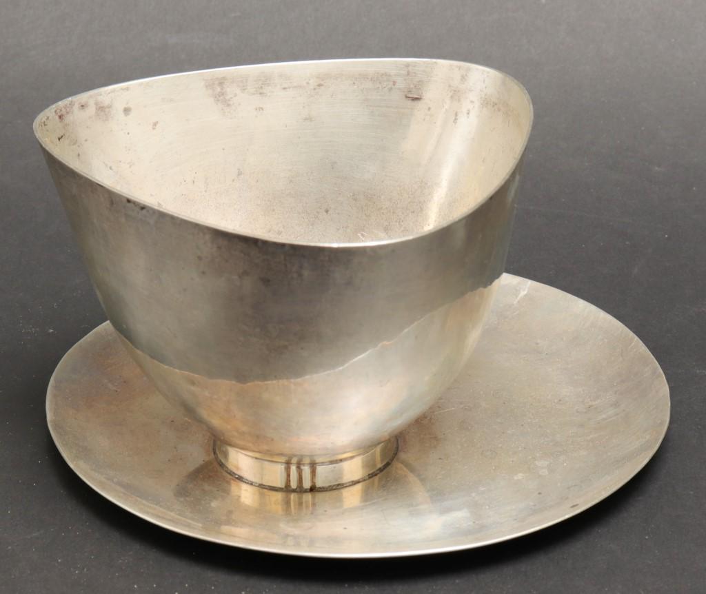 Herman Roth Modern Silver Bowl with Underplate (1 of 6)