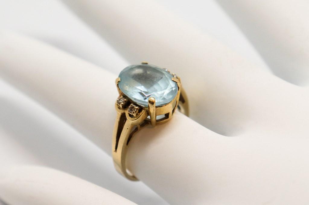 Vintage 14K Yellow Gold Topaz & Diamond Ring (1 of 8)