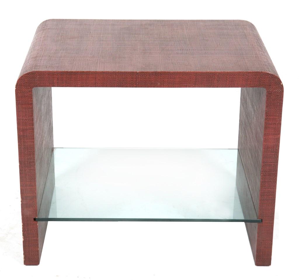 Karl Springer Style Linen Wrapped Waterfall Table (1 of 5)
