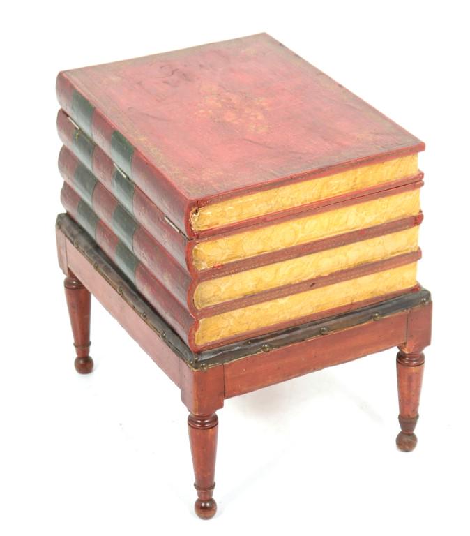 Trompe L'Oeil Leather Stacked Book Box on Stand (1 of 6)