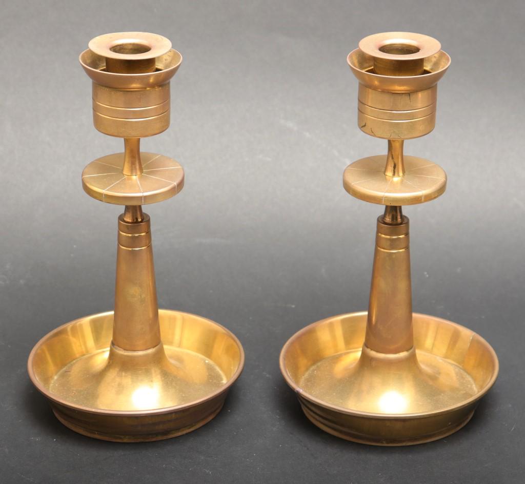 Tommi Parzinger Modern Brass Candlesticks, Pair (1 of 5)