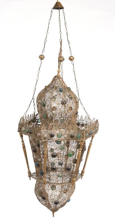 Moorish Style Filigree Brass Lantern W Cabochons (1 of 6)