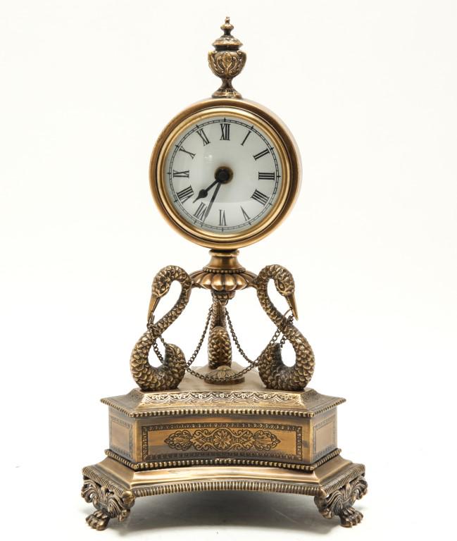Empire Manner Swan Motif Brass Clock (1 of 9)