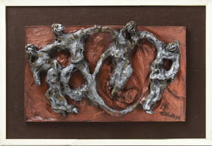 For Auction Illegibly Signed Mixed Metal Relief Sculpture 0225