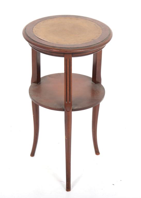 Regency Manner Leather Top Two-Tier Side Table (1 of 4)