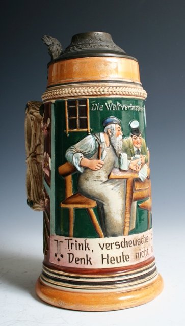 German Art Nouveau Porcelain Beer Stein