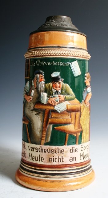 German Art Nouveau Porcelain Beer Stein - 2