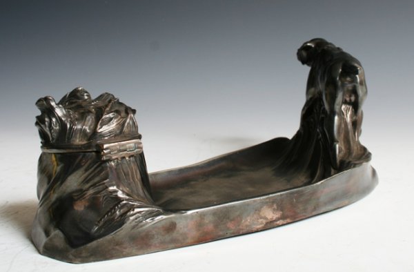 Kaiser White-Metal Hunting-Dog Inkwell - 3