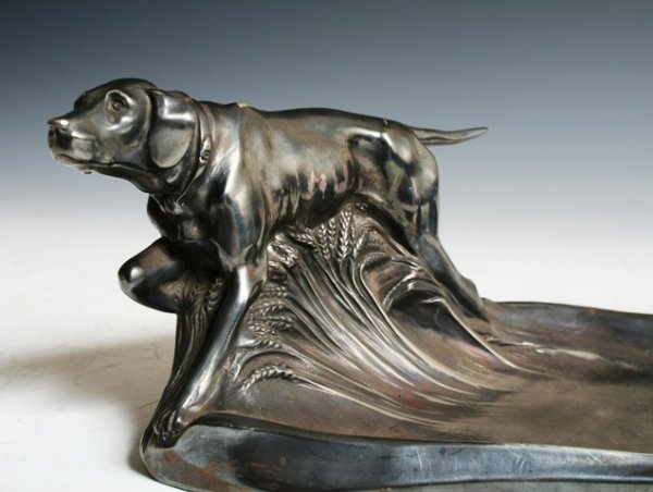 Kaiser White-Metal Hunting-Dog Inkwell - 7