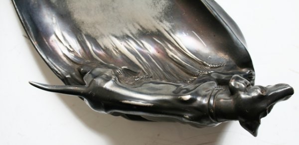 Kaiser White-Metal Hunting-Dog Inkwell - 9