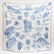 Hermes "Big Cats" Blue & White Silk Scarf