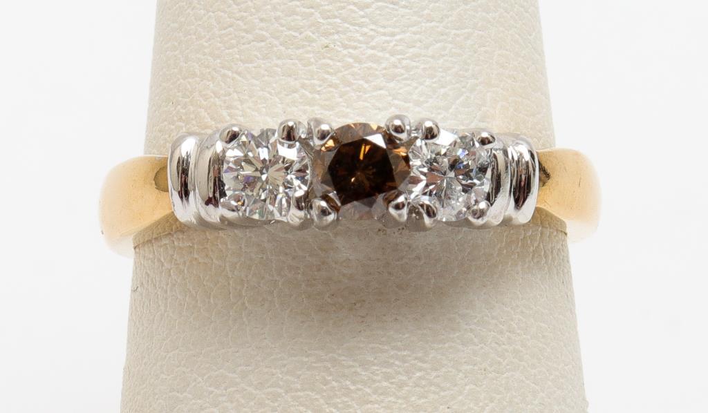 14K Yellow & White Gold Cognac Diamond Ring (1 of 5)
