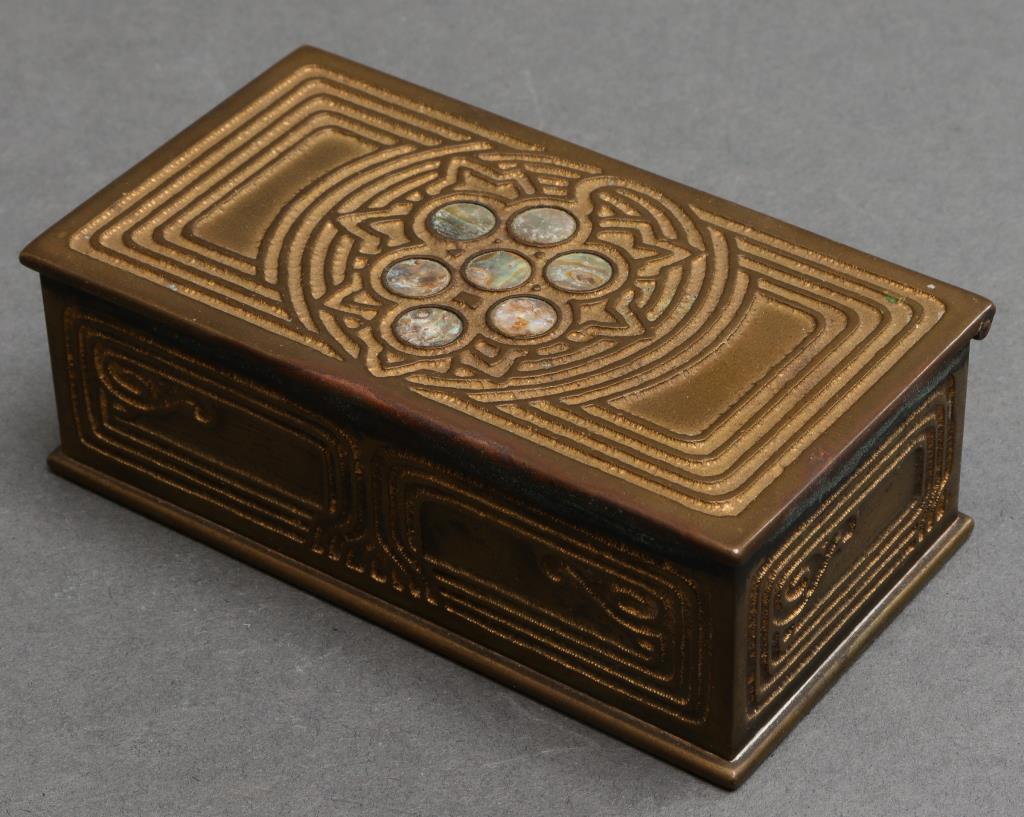 Tiffany Studios "Abalone" Bronze Stamp Box (1 of 7)