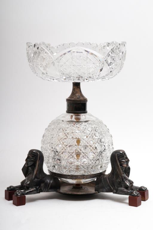 Egyptian Revival Cut Crystal & Sphinx Centerpiece (1 of 8)