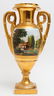Gilt Porcelain Mantel Urn w Genre Scene - 4