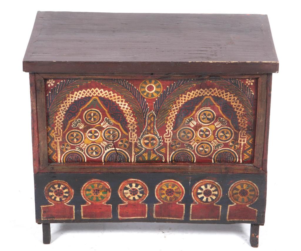 Moroccan Painted Wood Chest, 19th Century