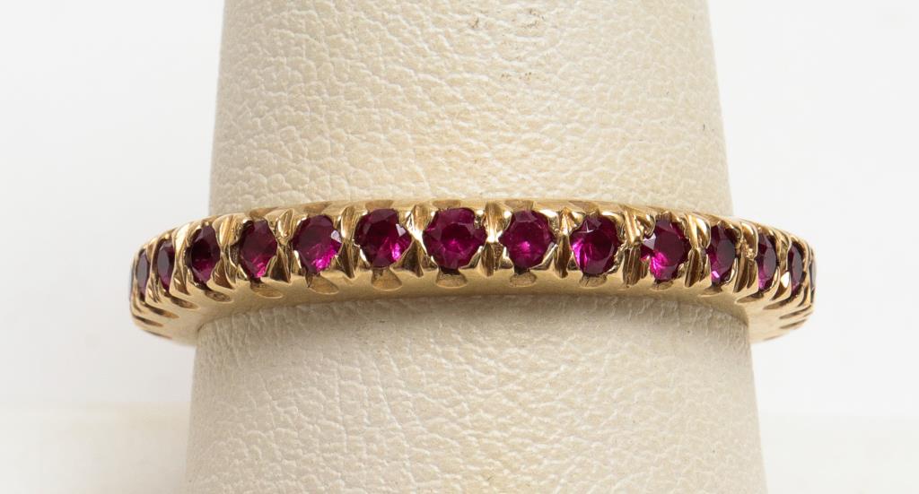 Vintage 14K Yellow Gold Ruby Eternity Band Ring (1 of 4)