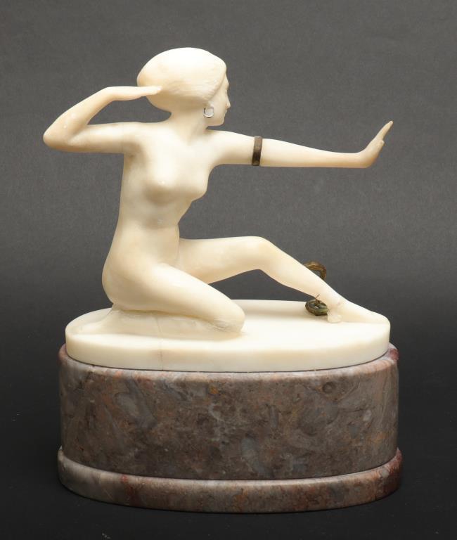 "Snake Charmer" Carved Alabaster Sculpture (1 of 4)