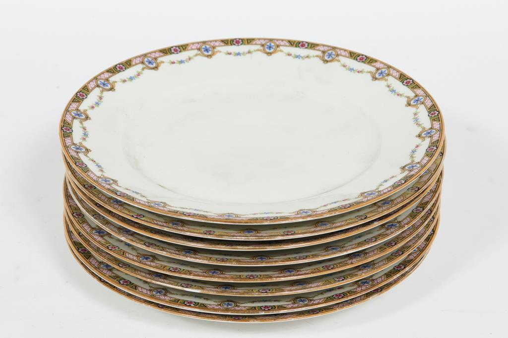 LS & S Limoges Porcelain Luncheon Plates, Set of 8 (1 of 5)