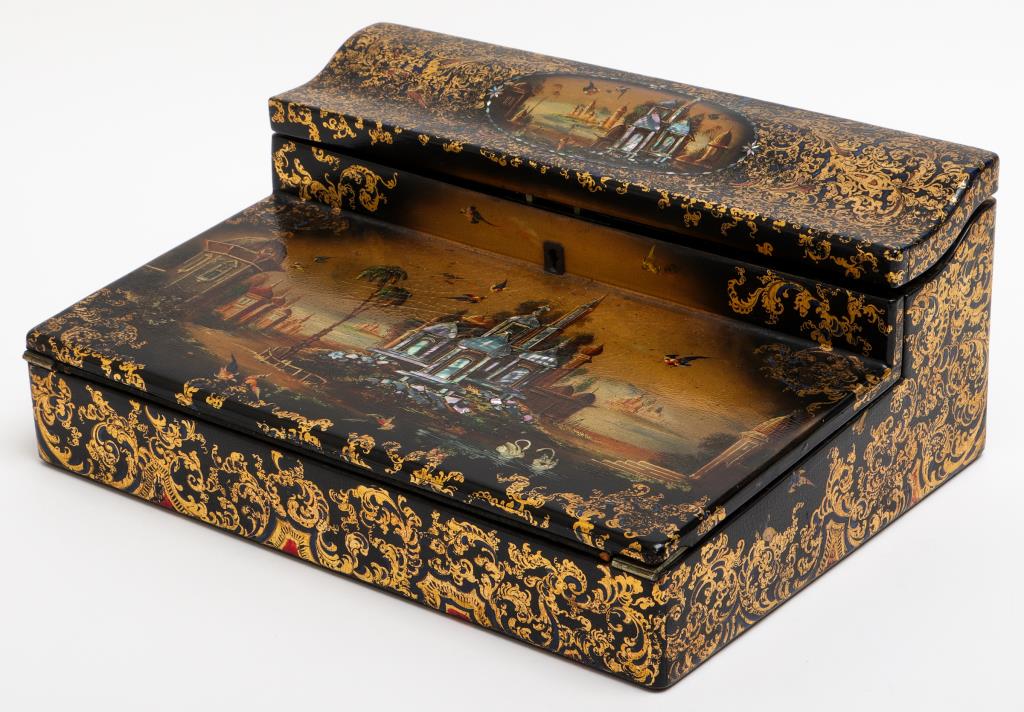 Mother of Pearl, Papier Mache, & Lacquer Lap Desk (1 of 11)