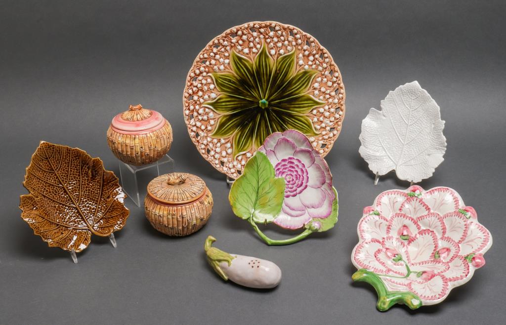 Majolica Plates, Sugar Bowls, & Shaker, 8 (1 of 12)