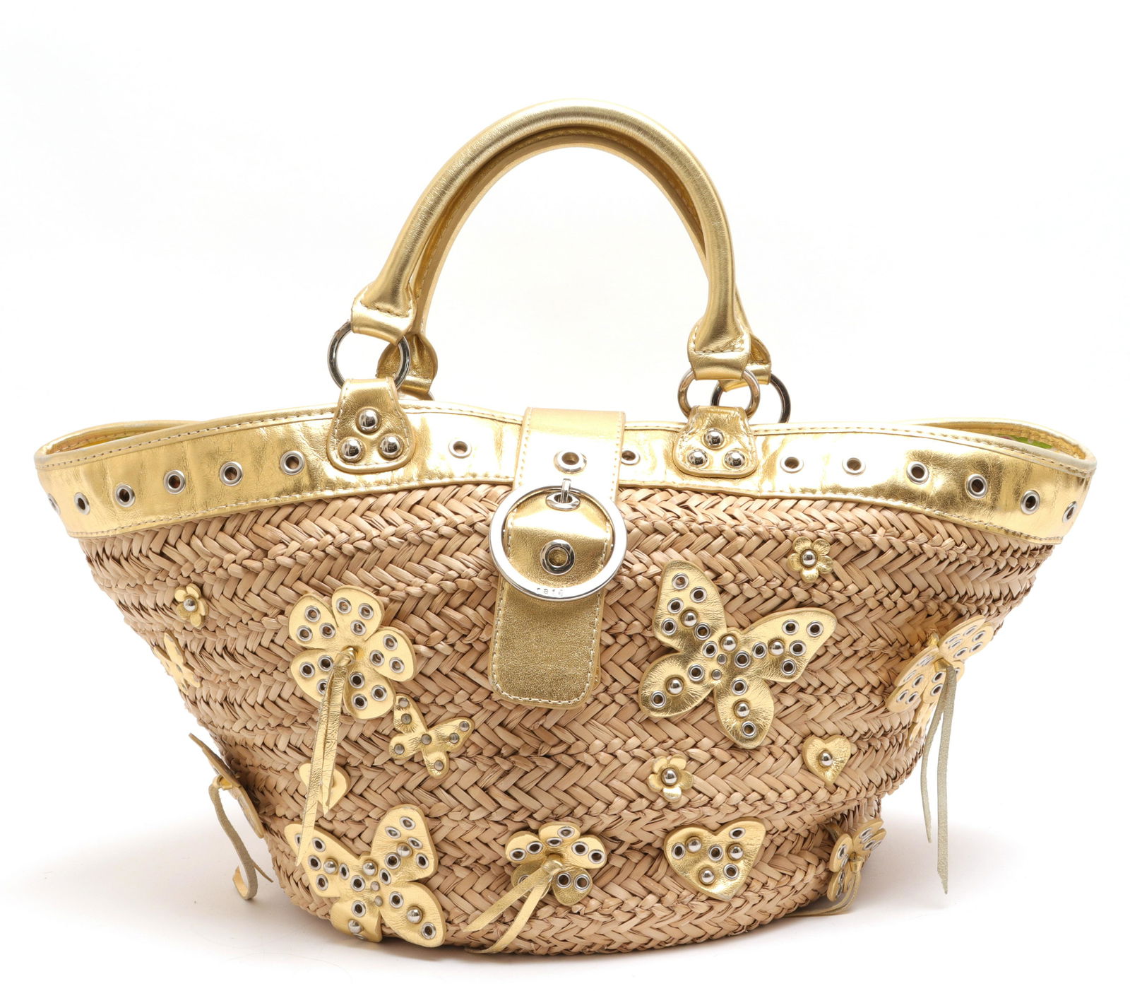 Rafe Woven Straw & Metallic Leather Tote Bag (1 of 5)